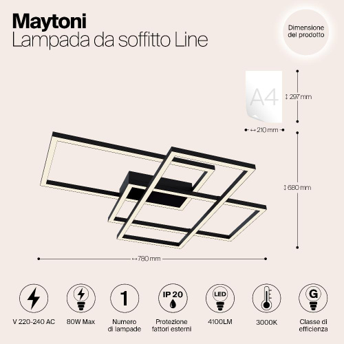 Потолочный светодиодный светильник Maytoni Line MOD015CL-L80B Потолочный светодиодный светильник Maytoni Line MOD015CL-L80B