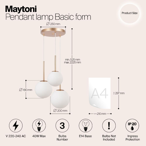 Подвесная люстра Maytoni Basic form MOD321PL-03G