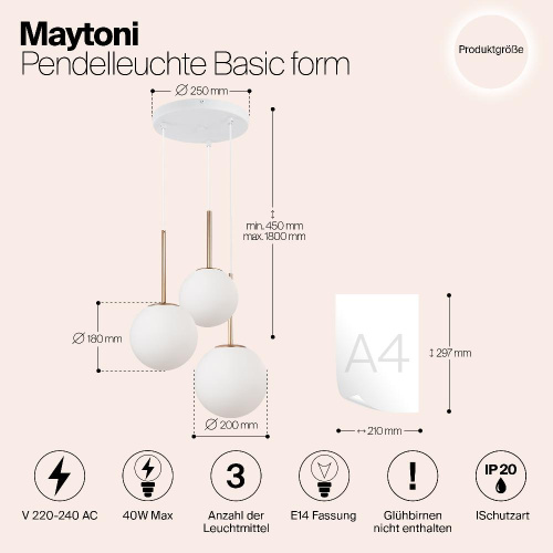 Подвесная люстра Maytoni Basic form MOD321PL-03G