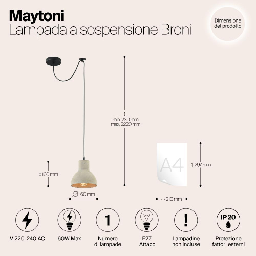 Подвесной светильник Maytoni Broni T434-PL-01-GR Подвесной светильник Maytoni Broni T434-PL-01-GR
