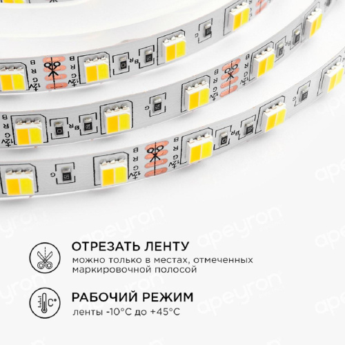 Светодиодная лента Apeyron 14,4W/m 60LED/m 5050SMD теплый белый/холодный белый 2,5M 10-222