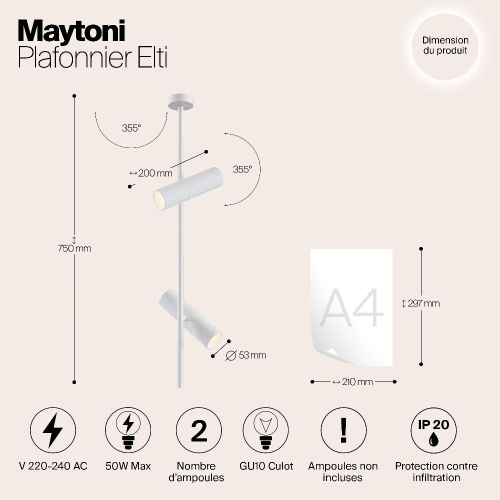 Потолочный светильник Maytoni Elti C021CL-02W