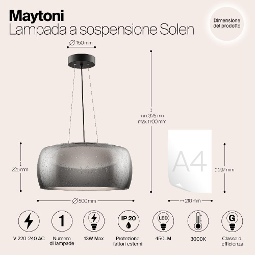 Подвесной светодиодный светильник Maytoni Solen MOD073PL-L16B3K Подвесной светодиодный светильник Maytoni Solen MOD073PL-L16B3K