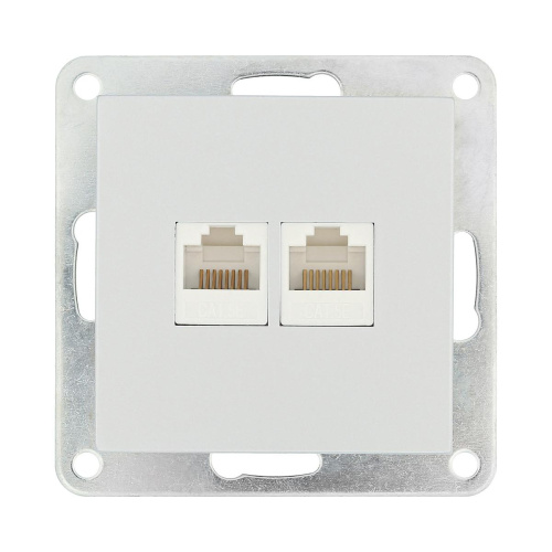 Розетка LK Studio компьютерная двойная 2хRJ-45 кат.5е с накладкой (серебристый металлик) LK80 846203-1 Розетка LK Studio компьютерная двойная 2хRJ-45 кат.5е с накладкой (серебристый металлик) LK80 846203-1