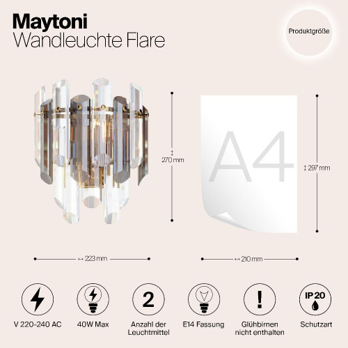 Настенный светильник Maytoni Flare DIA200WL-02G