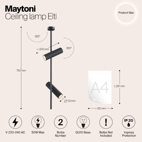 Подвесной светильник Maytoni Elti C021CL-02B Подвесной светильник Maytoni Elti C021CL-02B