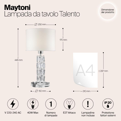 Настольная лампа Maytoni Talento DIA008TL-01CH Настольная лампа Maytoni Talento DIA008TL-01CH
