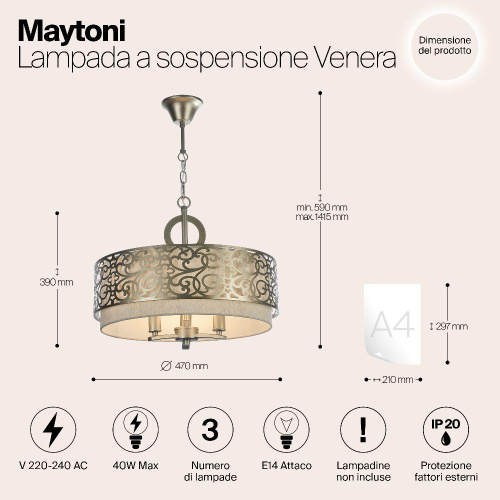 Подвесная люстра Maytoni Venera H260-03-N