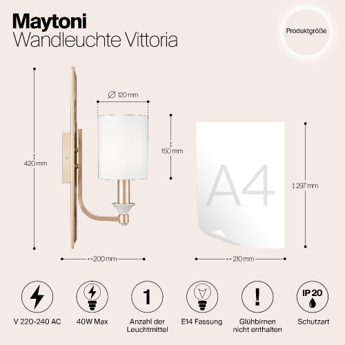 Бра Maytoni Vittoria H005WL-01BG