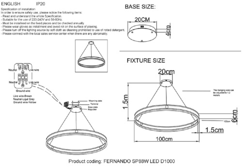 Подвесная люстра Crystal Lux FERNANDO SP88W LED D1000 COFFEE/BLACK Подвесная люстра Crystal Lux FERNANDO SP88W LED D1000 COFFEE/BLACK