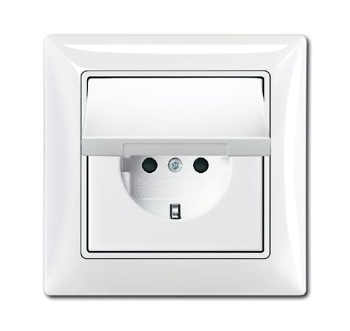 Розетка ABB Basic55 Schuko с/з 16A 250V IP44 с крышкой безвинтовой зажим альпийский белый 2CKA002018A1505