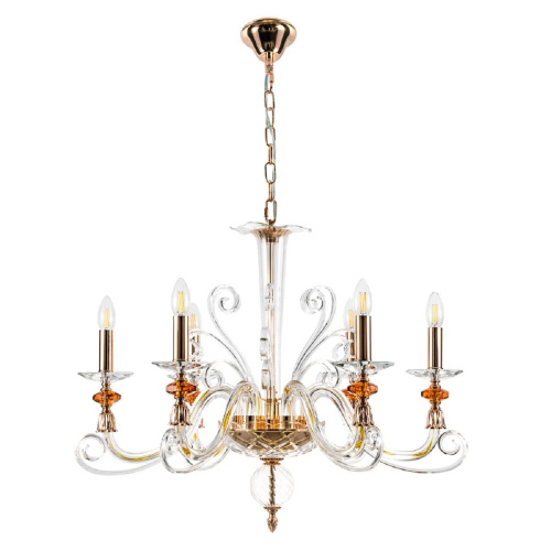 Подвесная люстра Crystal Lux Catarina SP6 V2 Gold/Transparent-Cognac Подвесная люстра Crystal Lux Catarina SP6 V2 Gold/Transparent-Cognac