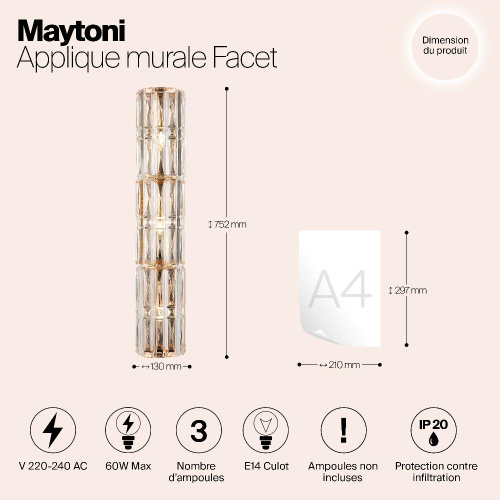 Настенный светильник Maytoni Facet MOD094WL-03G