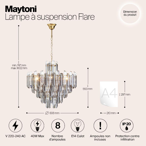 Подвесная люстра Maytoni Flare DIA200PL-08G