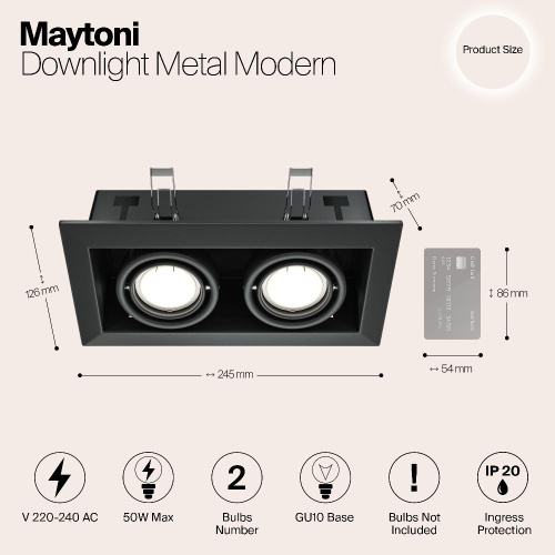 Встраиваемый светильник Maytoni Metal DL008-2-02-B Встраиваемый светильник Maytoni Metal DL008-2-02-B