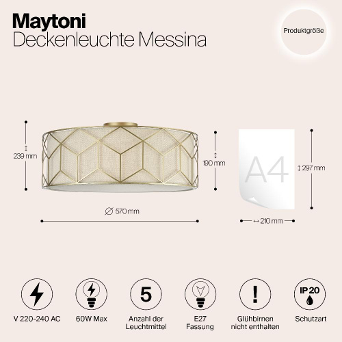 Потолочный светильник Maytoni Messina H223-PL-05-G