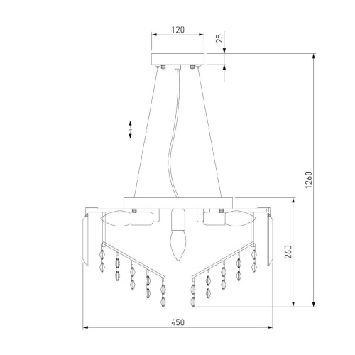 Подвесная люстра Eurosvet Torreta 10121/5 хром/прозрачный хрусталь Strotskis Smart