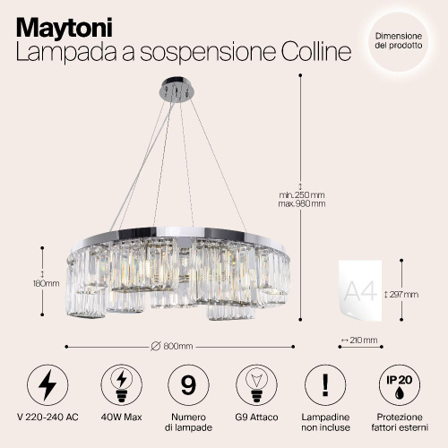Подвесная люстра Maytoni Colline MOD083PL-09CH Подвесная люстра Maytoni Colline MOD083PL-09CH