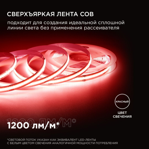 Светодиодная лента Apeyron 14W/m 512LED/m COB красный 2M 204ОО Светодиодная лента Apeyron 14W/m 512LED/m COB красный 2M 204ОО