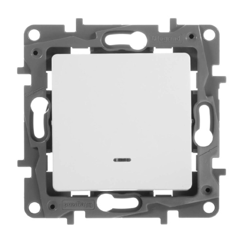 Переключатель одноклавишный Legrand Etika с подсветкой 10A 250V белый 672215