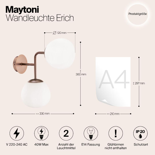 Бра Maytoni Erich MOD221-WL-02-G