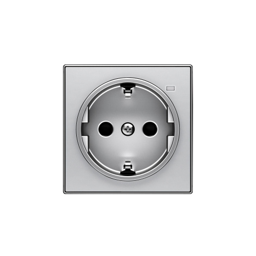 Накладка для розетки SCHUKO с линзой для контрольной подсветки, серия SKY, цвет серебристый алюминий