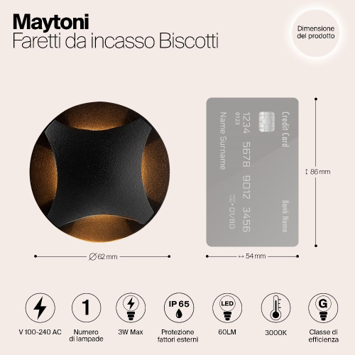 Встраиваемый светодиодный светильник Maytoni Biscotti O036-L3B3K Встраиваемый светодиодный светильник Maytoni Biscotti O036-L3B3K