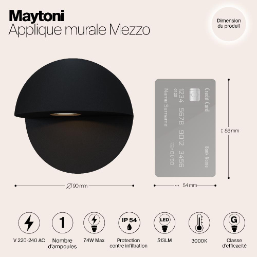 Уличный настенный светодиодный светильник Maytoni Mezzo O033WL-L7B3K