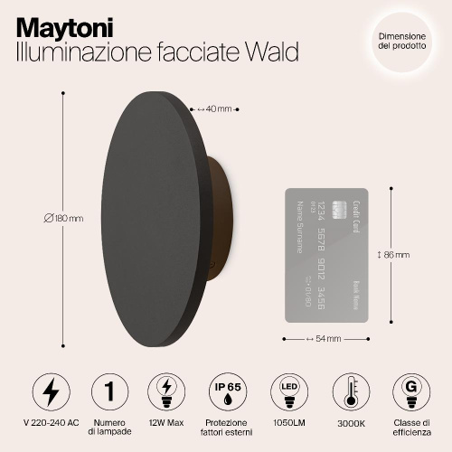 Уличный настенный светодиодный светильник Maytoni Wald O420WL-L12GF Уличный настенный светодиодный светильник Maytoni Wald O420WL-L12GF