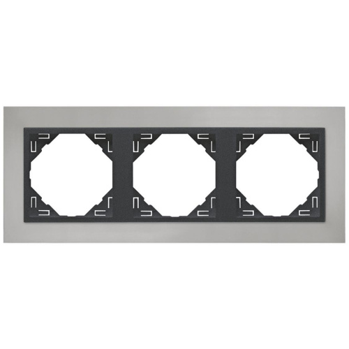 Рамка 3-постовая Efapel Logus 90 Metallo хром/серый 90930 TRS