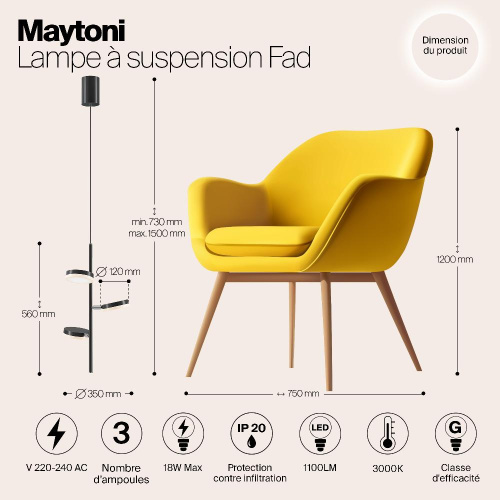 Подвесная светодиодная люстра Maytoni Fad MOD070PL-L18B3K Подвесная светодиодная люстра Maytoni Fad MOD070PL-L18B3K