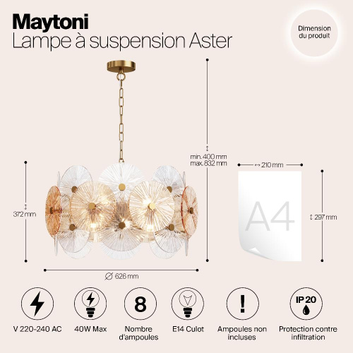 Подвесная люстра Maytoni Aster MOD007PL-08G