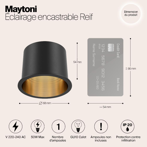 Встраиваемый светильник Maytoni Reif DL049-01GB
