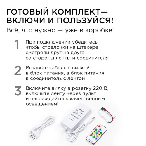 Комплект адресной светодиодной ленты Apeyron 24В, 14,4Вт/м, smd5050 10-99 Комплект адресной светодиодной ленты Apeyron 24В, 14,4Вт/м, smd5050 10-99
