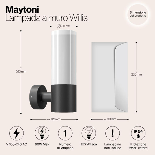 Настенный светильник Maytoni Outdoor O418WL-01B Настенный светильник Maytoni Outdoor O418WL-01B
