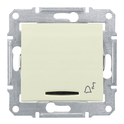 Выключатель кнопочный с синей подсветкой Звонок Schneider Electric Sedna 10A 250V SDN1600447
