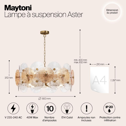 Подвесная люстра Maytoni Aster MOD007PL-10G Подвесная люстра Maytoni Aster MOD007PL-10G