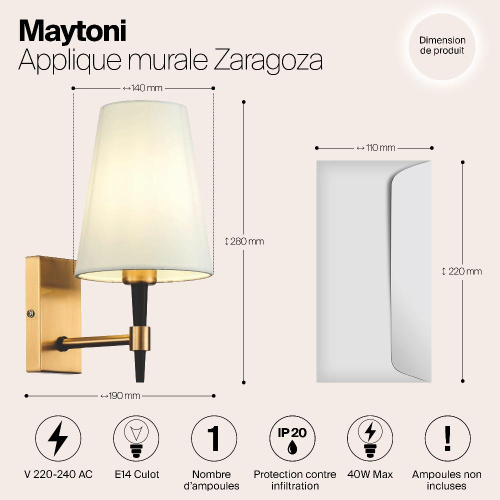 Бра Maytoni Zaragoza H001WL-01BS Бра Maytoni Zaragoza H001WL-01BS