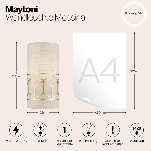 Настенный светильник Maytoni Messina H223-WL-01-G