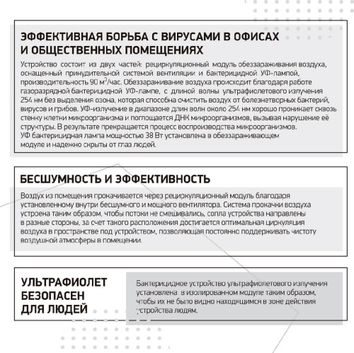 Ультрафиолетовый бактерицидный рециркулятор Led4U Армстронг Сфера 912/65