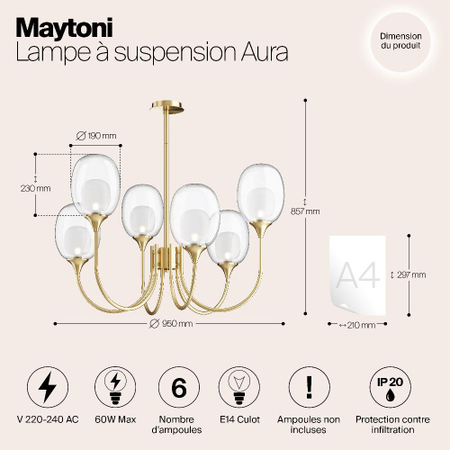 Подвесная люстра Maytoni Aura MOD016PL-06BS