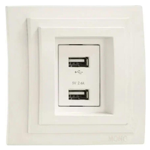 Розетка 2-а USB-зарядка Mono Electric Larissa 16A 250V крем 103-171705-178