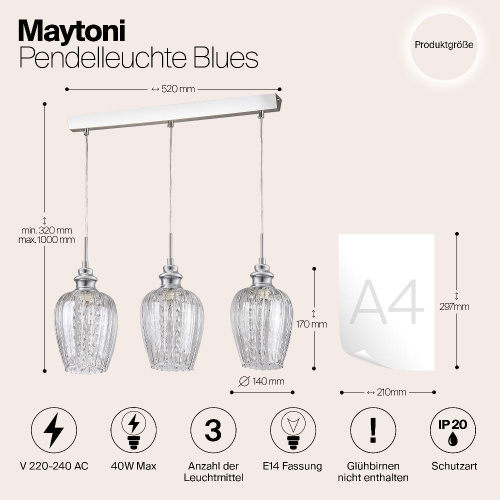 Подвесной светильник Maytoni Blues MOD044-PL-03-N