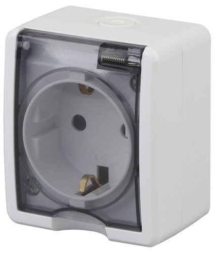 Розетка ЭРА Эксперт 2P E IP54 со шторками 16A 250V Al Cu 11А-2402-01 Б0038820