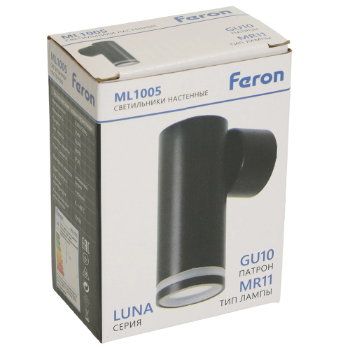 Светильник Feron ML1005 LUNA настенный под лампу GU10, черный 51375 Светильник Feron ML1005 LUNA настенный под лампу GU10, черный 51375