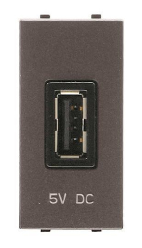 Розетка USB ABB Zenit антрацит 2CLA218500N1801