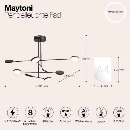 Подвесной светодиодный светильник Maytoni Fad MOD070PL-L48B3K