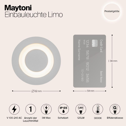 Встраиваемый светодиодный светильник Maytoni Limo O037-L3W3K