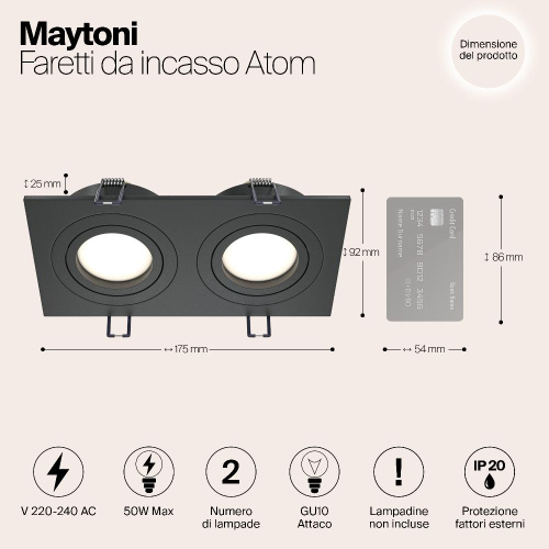 Встраиваемый светильник Maytoni Atom DL024-2-02B Встраиваемый светильник Maytoni Atom DL024-2-02B