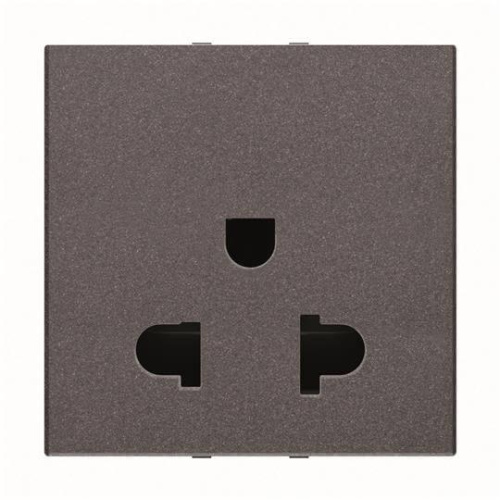 Розетка EU/US ABB Zenit с/з 13A 127V со шторками винтовой зажим антрацит 2CLA223800N1801